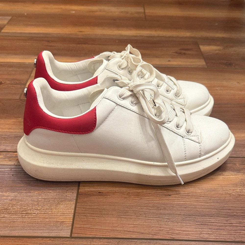 Steve Madden White Sneakers with Red Heel